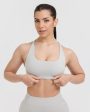 Timeless Square Neck Sports Bra | Light Grey Cheap