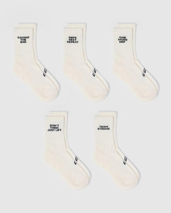 Slogan Crew Socks 5 Pack | Off White Online