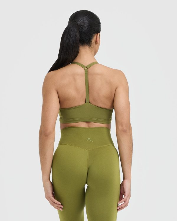 Timeless Square Neck Sports Bra | Olive Green Fashion