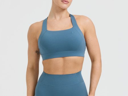 Timeless Wide Strap Sports Bra | Moonstone Blue For Sale