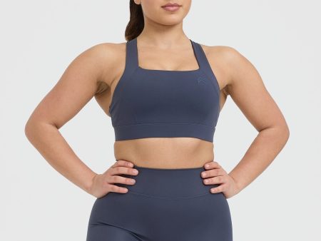 Timeless Wide Strap Sports Bra | True Blue For Cheap