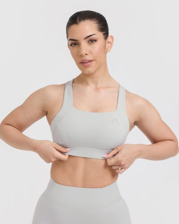 Timeless Wide Strap Sports Bra | Light Grey Cheap