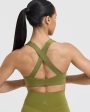 Timeless Wide Strap Sports Bra | Olive Green Online