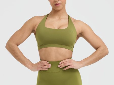 Timeless Square Neck Sports Bra | Olive Green Fashion