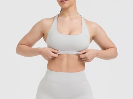 Timeless Square Neck Sports Bra | Light Grey Cheap