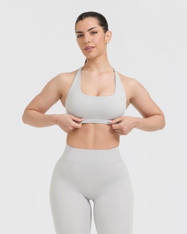 Timeless Square Neck Sports Bra | Light Grey Cheap