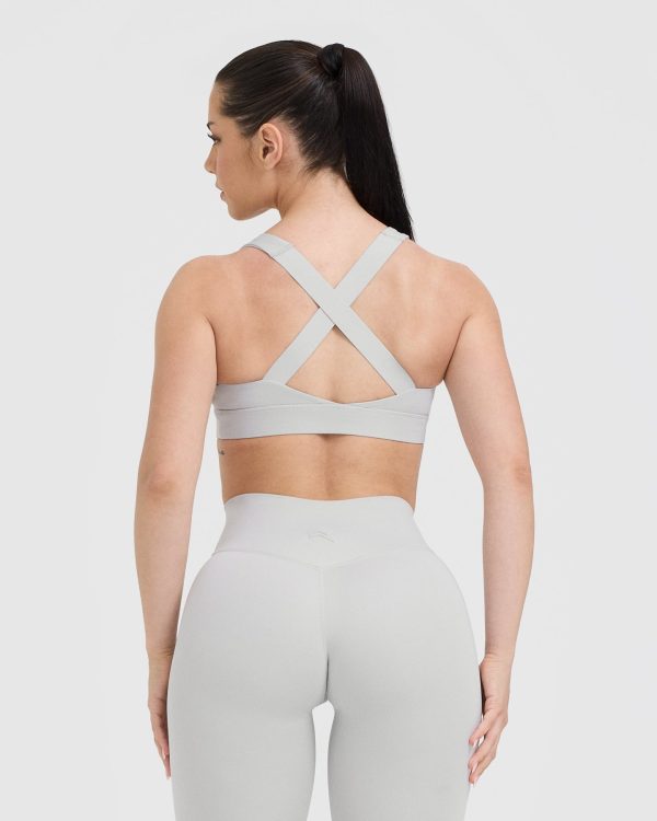 Timeless Wide Strap Sports Bra | Light Grey Cheap