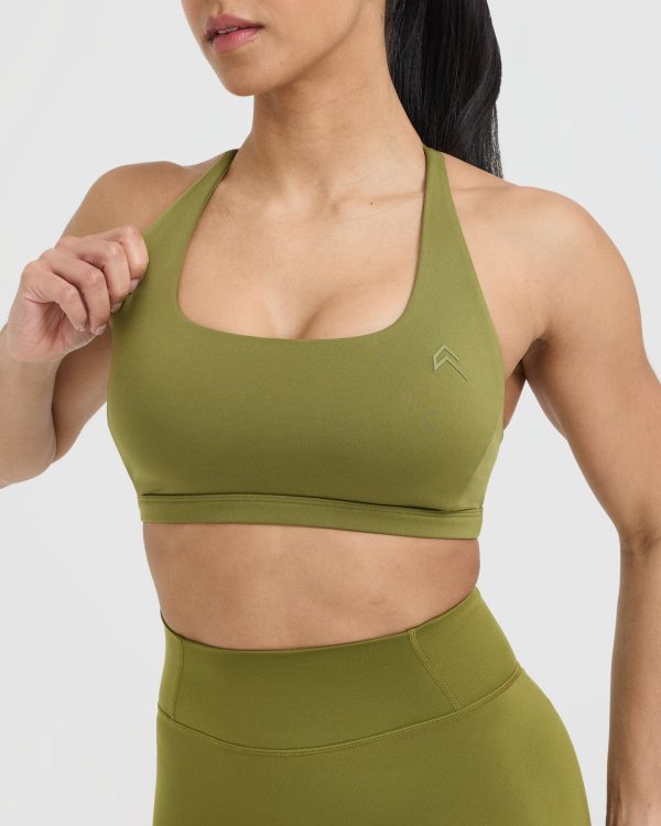 Timeless Square Neck Sports Bra | Olive Green Fashion