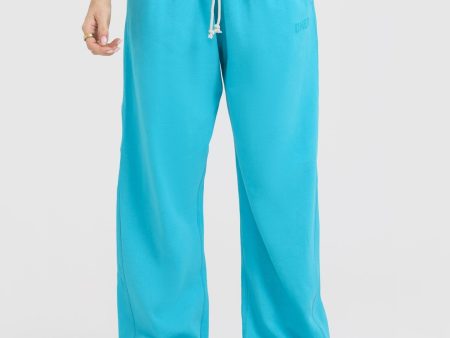 Raw Lounge Wide Leg Joggers | Aqua Blue on Sale