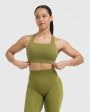 Timeless Wide Strap Sports Bra | Olive Green Online