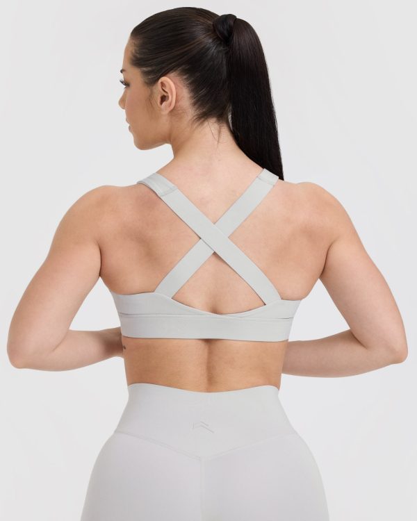 Timeless Wide Strap Sports Bra | Light Grey Cheap