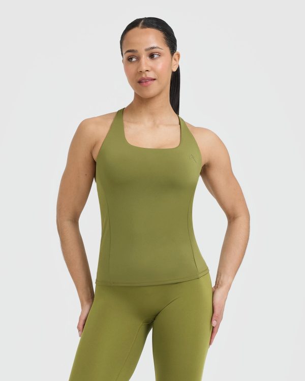 Timeless Square Neck Vest | Olive Green For Sale